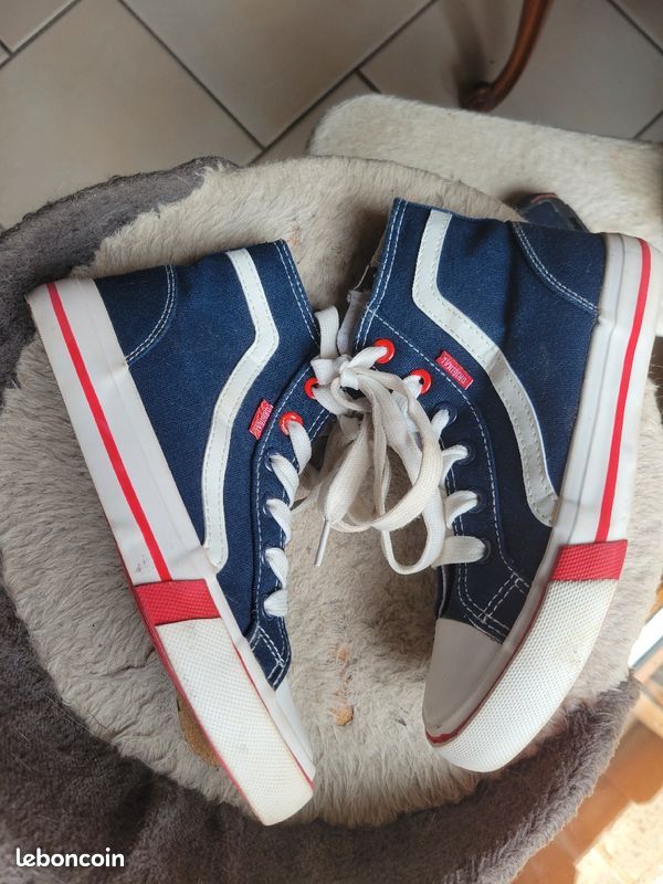 Baskets Vintage Tennis En Toile Pour Enfant – Taille 31, Bleu, état Quasi Neuf