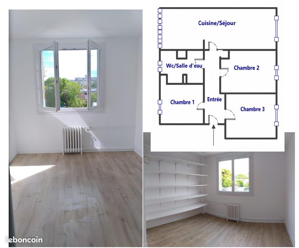 F4 Meaux Dunant - 3 chambres -63m2 - Libre début septembre (image 2)