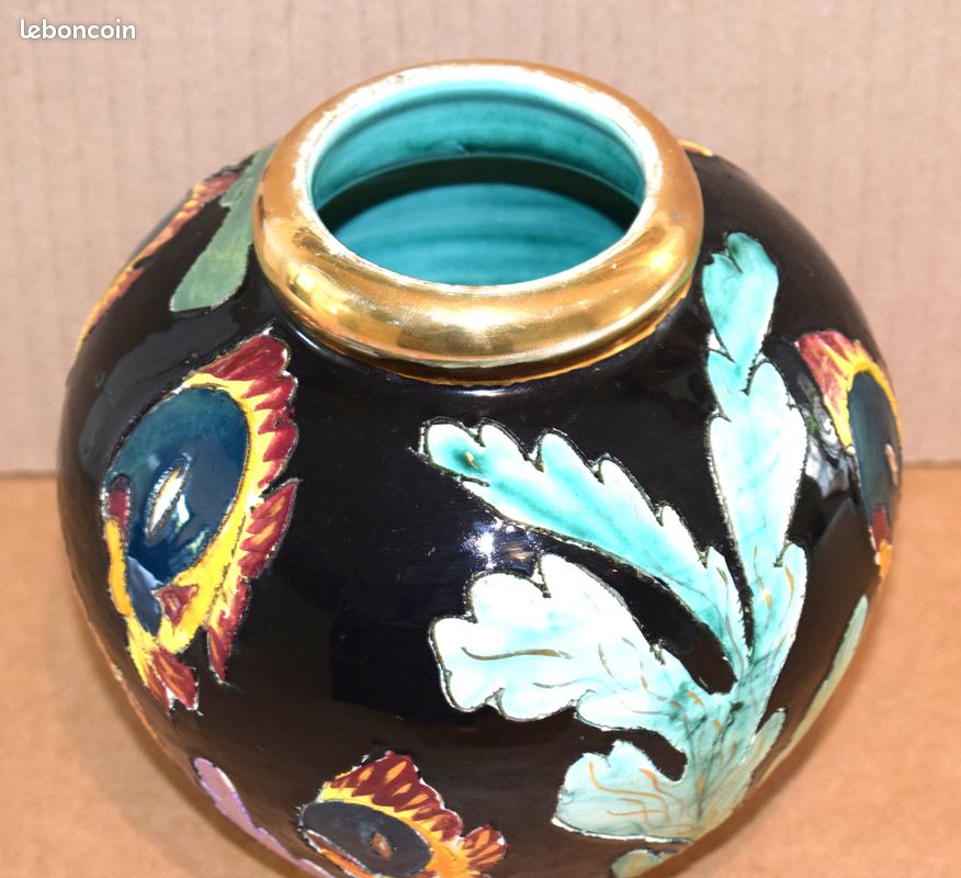 Vase en faïence de MONACO signé KERINA - décor de poissons (image 4)