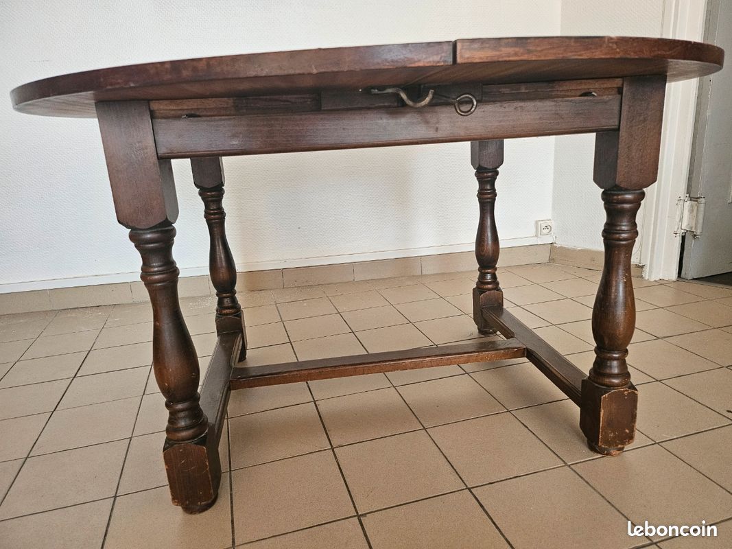 Table ronde ancienne avec rallonge (image 4)