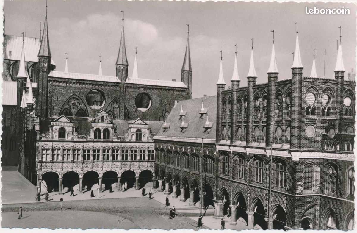 Carte postale ancienne lübeck, rathaus, allemagne, 1956 (image 1)