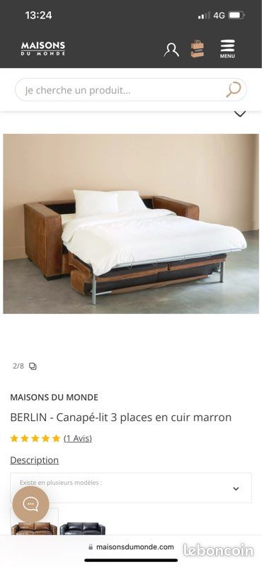 Canapé lit maison du monde très bon état (image 2)