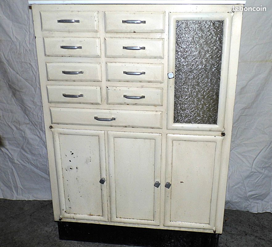 Meuble de métier dentiste hopital années 50 armoire pharmacie vintage design XXème siecle meuble industriel (image 9)