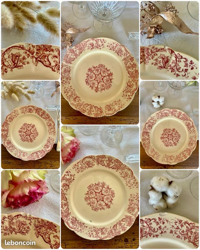 4 superbes assiettes plates anciennes - Bella Longchamp (image 7)
