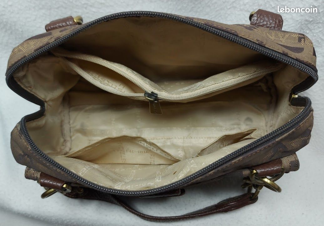 Sac à Main Vintage Lancaster En Toile Et Cuir Noir – Grand Modèle – Porté Main Ou épaule
