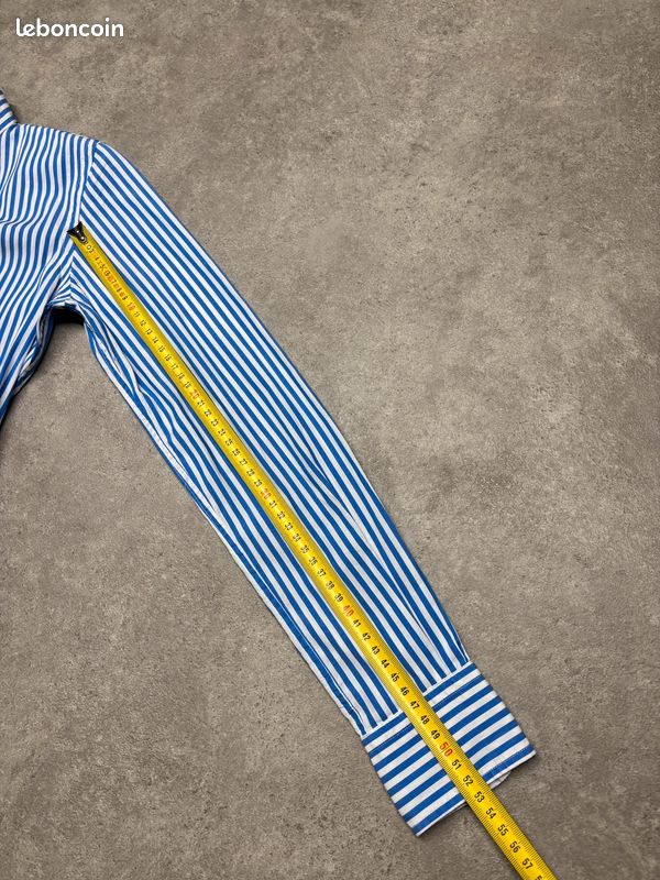 Chemise Ralph Lauren 100% coton bleue à rayures logo brodé premium | Taille 0 -> XS #SLCM70 (image 9)