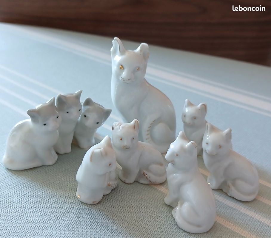 24 Figurines Miniatures Chat En Céramique – Vintage & Rétro – Collection Adulte
