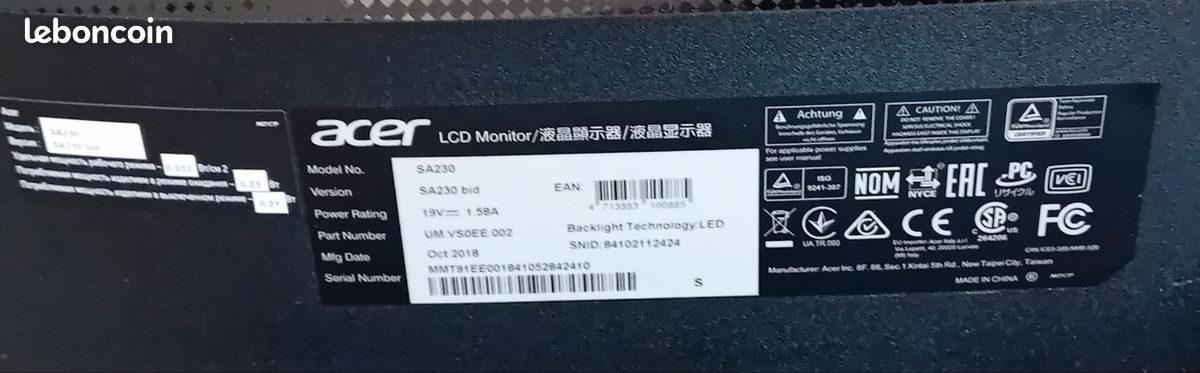 Écran moniteur LCD ordinateur ACER (image 3)