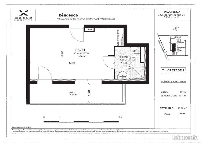 Appartement a louer chelles - 1 pièce(s) - 23 m2 - Surfyn