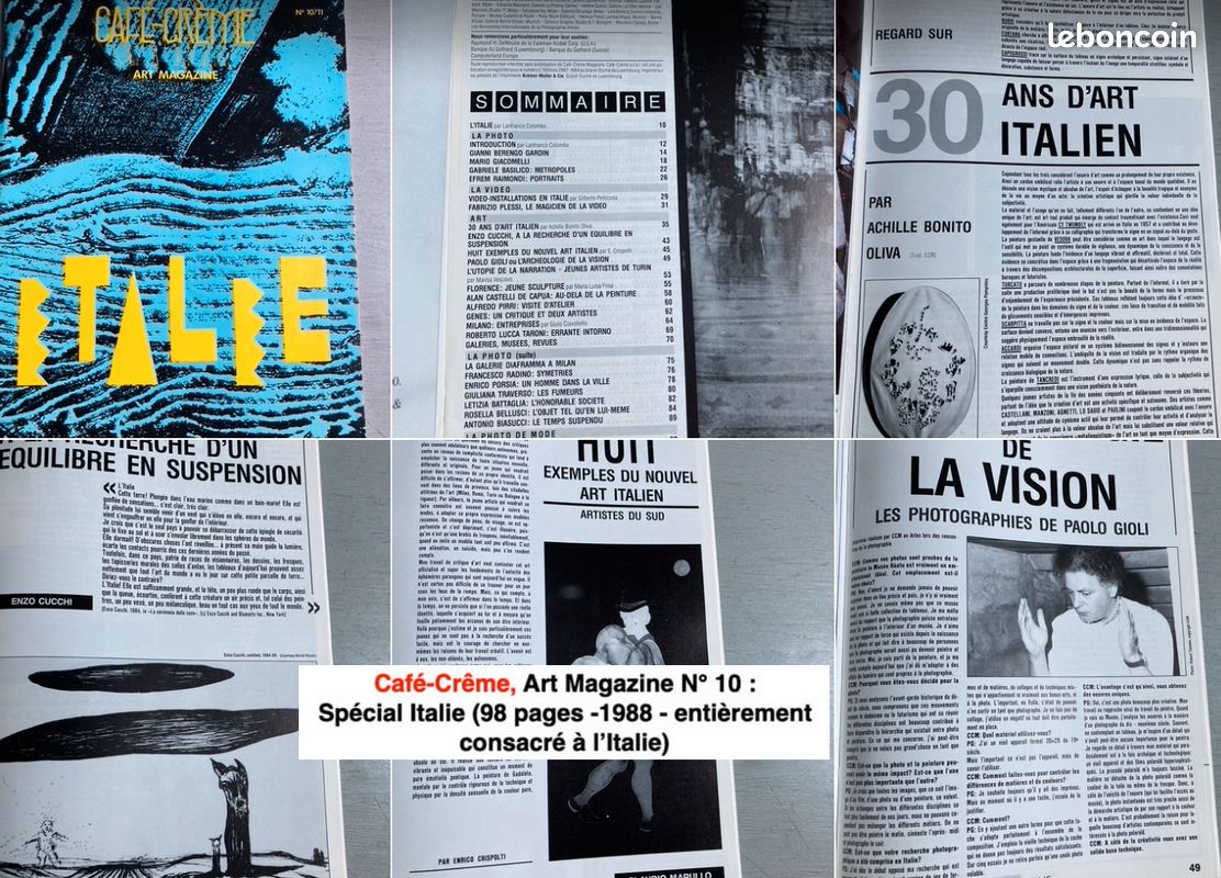 ITALIE (Culture-Littérature-Photos-Arts-Vie Politique) = 5 Revues / 2 Brochures / 3 suppléments à Libération /2 N° de Libération (Photographies Magazine-LU-Ancrages-Impréssions du Sud-Café Crème) (image 6)
