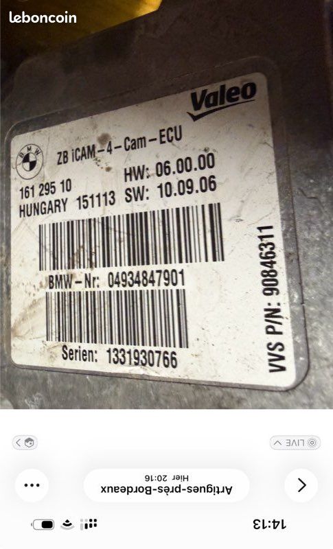 Calculateur de suspension pneumatique bmw valeo (image 2)
