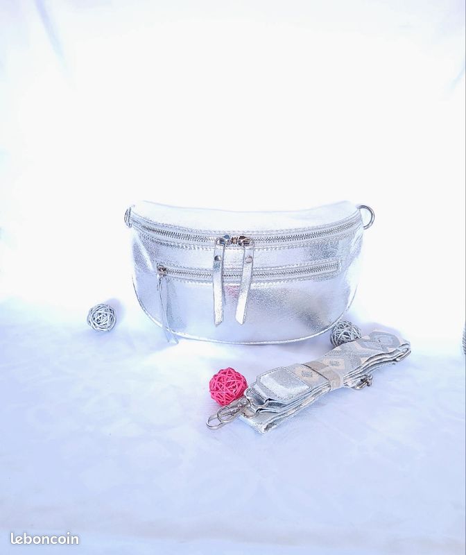 Sac Banane Gris Argenté Brillant (image 1)