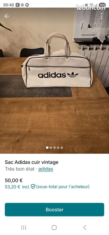 Adidas Originals vintage 80s sac de sport blanc logo trèfle