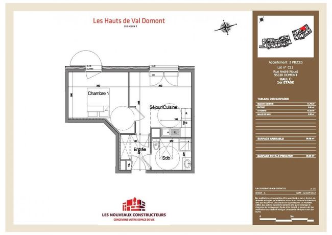 Appartement a louer domont - 2 pièce(s) - 36 m2 - Surfyn