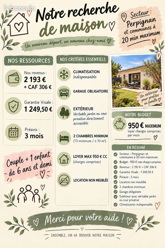 Maison 3 pièces 70 m² · à Perpignan · 70 m² · 950 €/mois