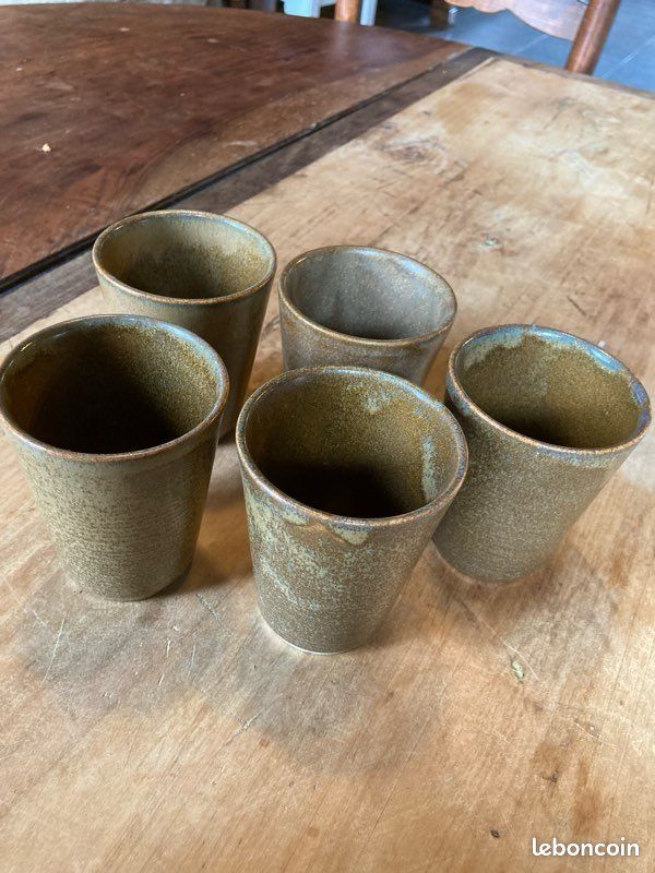 Lot de 5 verres en grès Digoin vintage – années 70/80 (image 8)