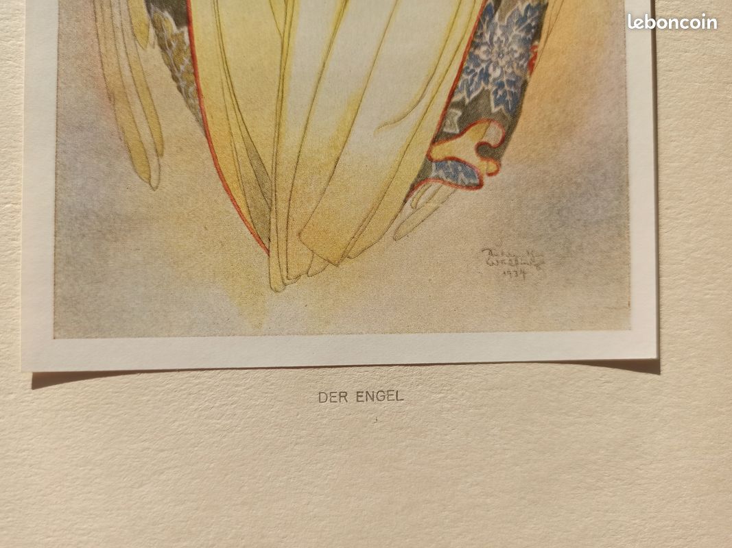 Coffret Der Leuchter, Sulamith Wülfing. 1936. Préface d’Otto Schulze-Elberfeld. Incomplet. Seulement 4 gravures. 1. Der engel. 2. Erkennen 3. Entfaltung. 4. Heimkehr des engels (image 13)