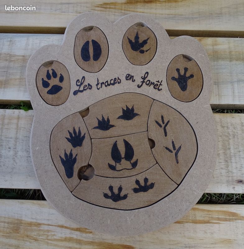 [Fait main][NEUF] Puzzle / jeu d'encastrement feuilles d'arbre, animaux, plantes (image 4)