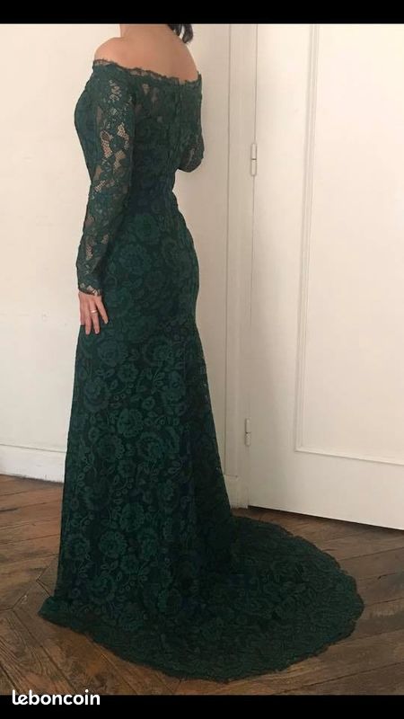 Robe de Soirée Dentelle Sirène Manche Longue (image 3)