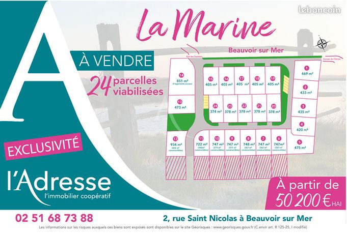 Terrain 469 m² BEAUVOIR SUR MER