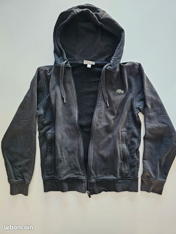 Sweat à capuche avec Zip Lacoste Sport noir Vêtements