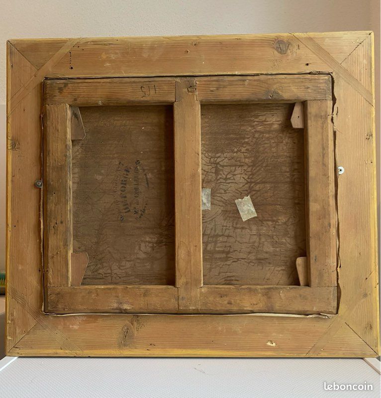 Cadre Napoléon III En Bois Noir Et Dorée, Bon état (ref