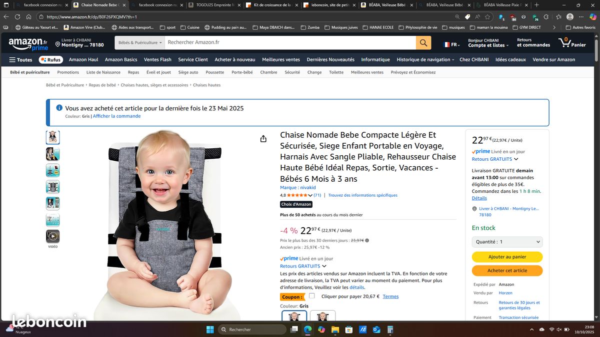 Harnais de chaise nomade bébé Nivakid, sécurisé 6–36 mois (image 9)