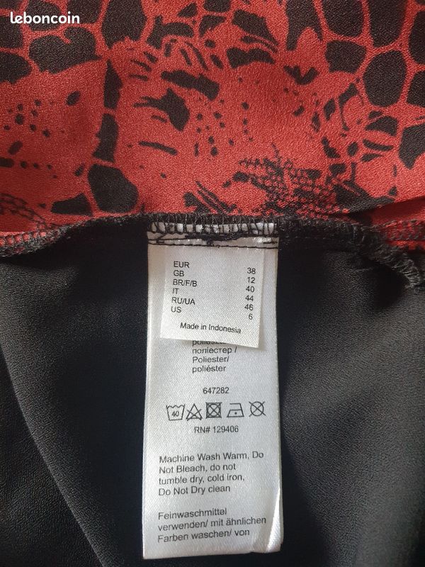 Blouse manches 3/4 noir/rouge foncé BPC (image 8)