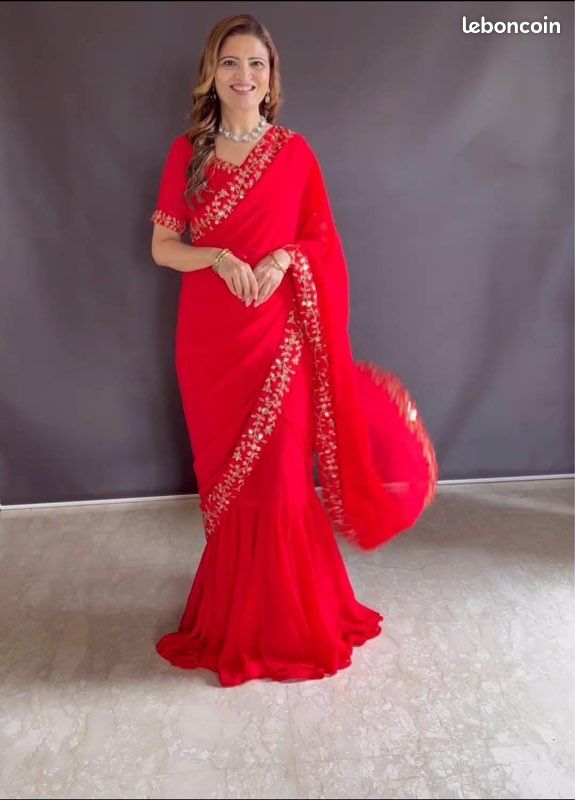 Bollywood Indienne Sari Bollywood Sari Indien Rouge Sari Indien
