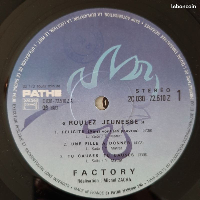 Vinyle 33T : Factory - "Roulez Jeunesse" (mini-album) (image 3)