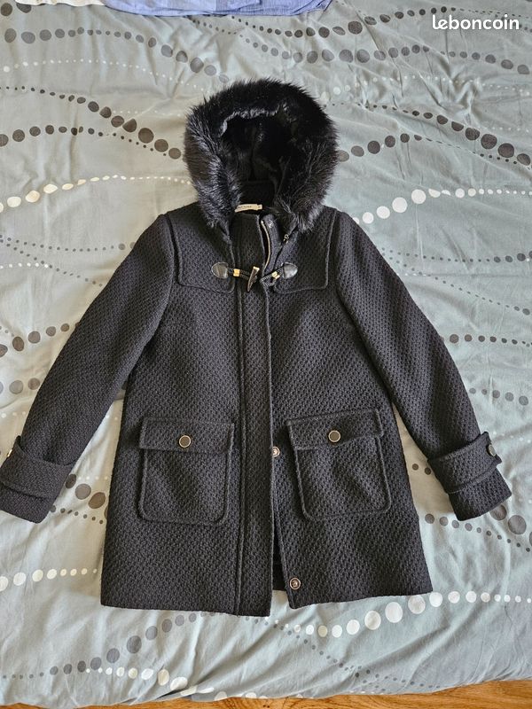 Manteau chaud et chic à capuche en laine Vêtements