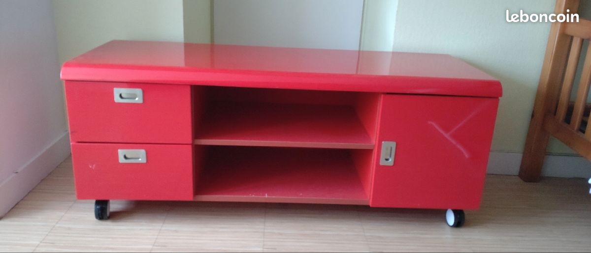 Meuble télévision rouge (image 4)