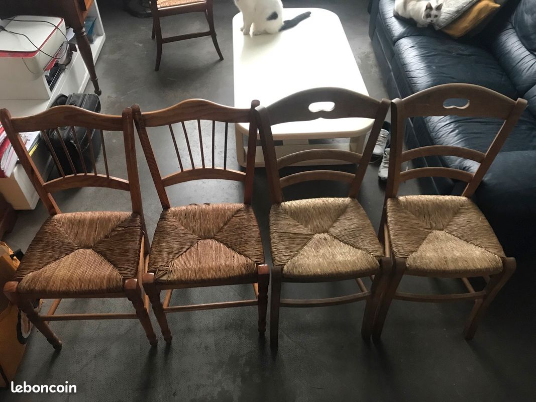 Lot de 4 chaises en osier (image 1)
