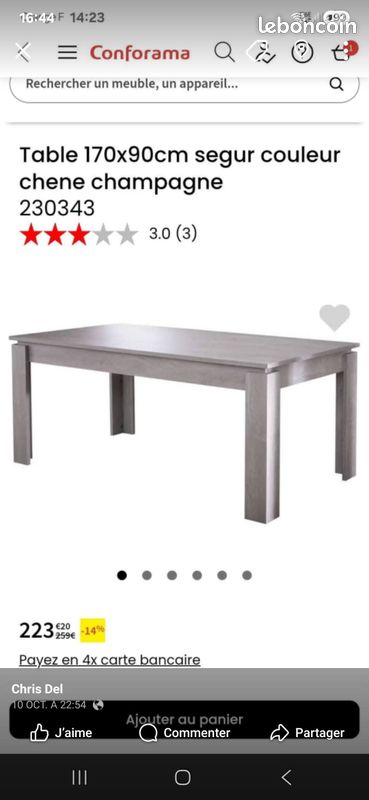 Table Ségur en bois 1m70 x 90 (image 3)