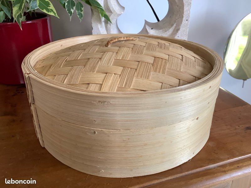 Panier vapeur en bambou , cuiseur à riz , cuiseur vapeur , cuisine asiatique , bambou naturel (image 1)