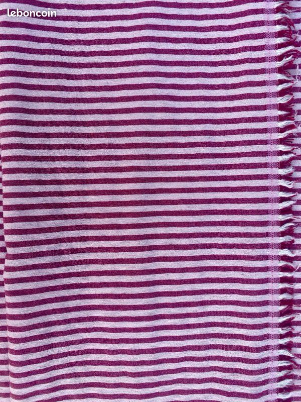 Coupon De Tissu Rayures Beiges Et Bouquets De Roses - Coton Fleuri France TIS 44