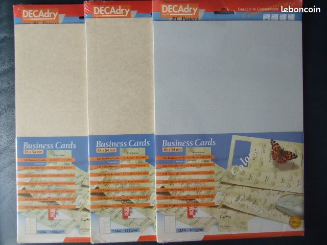 Papier d'impression cartes de visite couleur 175 g ~ NEUF EMBALLé ~ 3 paquets de 120 cartes au choix ~ Envoi possible (image 1)