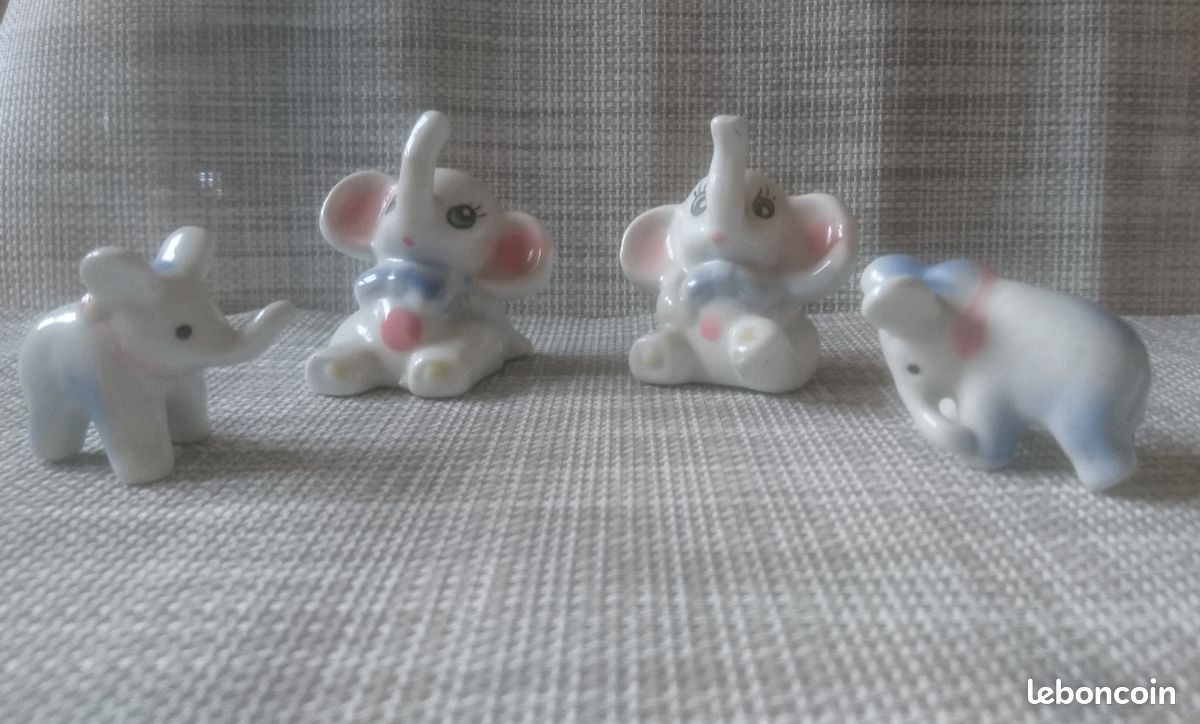 Petits éléphants en porcelaine - vintage (image 1)