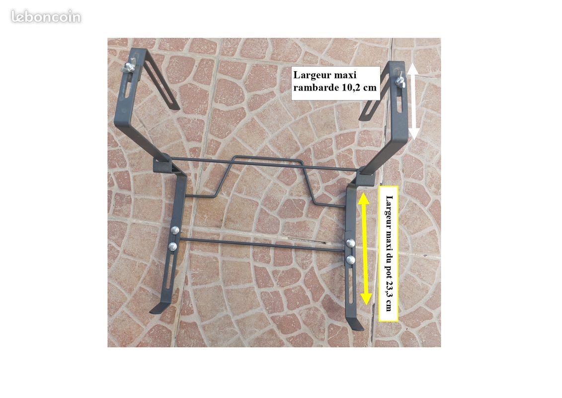 3 supports pot de fleurs pour rambarde balcon terrasse (image 2)