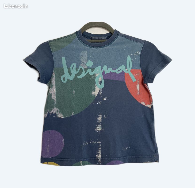 Tee-shirt bébé fille à basque en dentelle et manches longues bleu