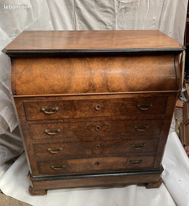 Meuble commode de toilette / coiffeuse en ronce de noyer années 1900 (image 2)