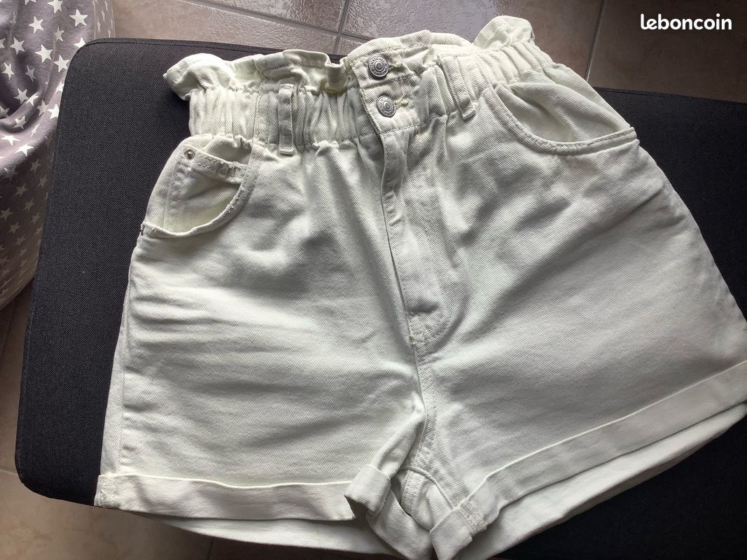 Short vert pastel taille haute (image 1)