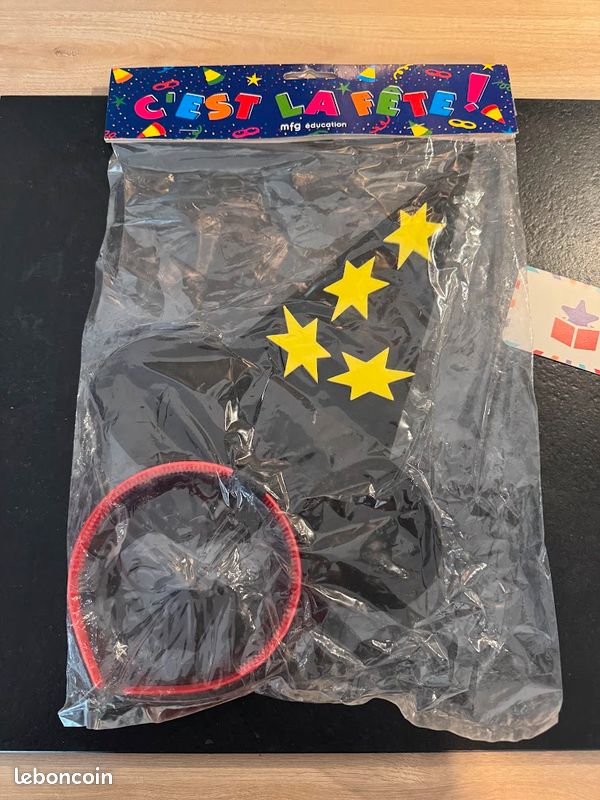 Chapeau de sorcière noir avec serre-tête rouge - Accessoire de déguisement neuf (image 1)