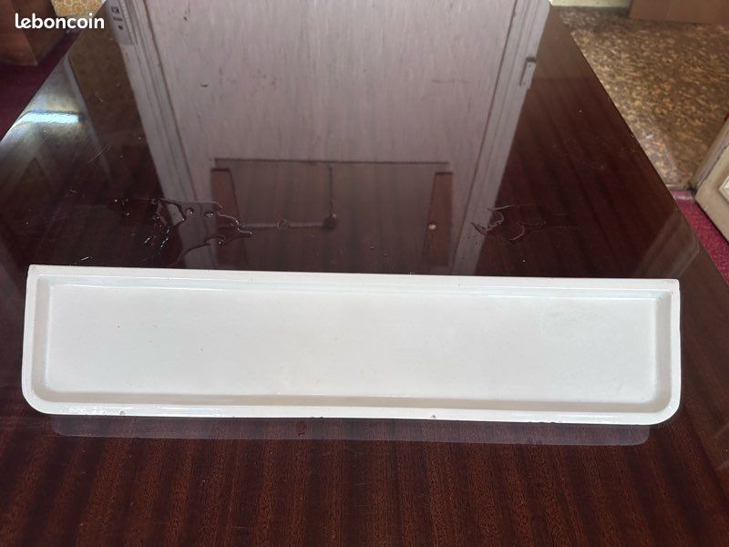 Étagère / tablette ancienne en porcelaine émaillée — salle de bain rétro (image 9)