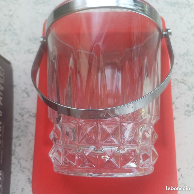 Seau à Glaçons Vintage En Cristal Cannelé – Élégant – Très Bon état