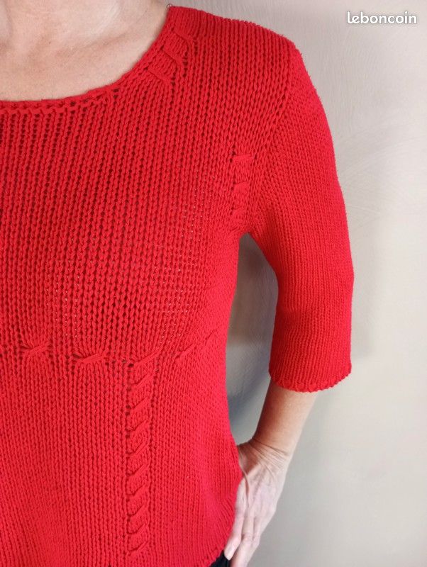 Pull Femme Rouge Taille 3 - Occasion En Très Bon état, Style Classique, Sans Marque