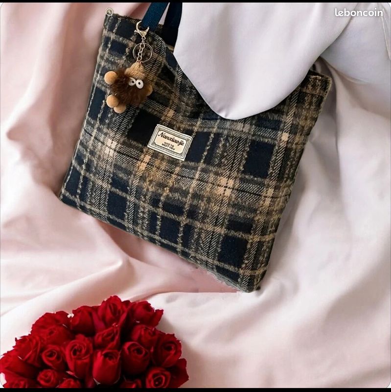 Tendance sac fourre-tout Tartan écossais bleu foncé (image 3)