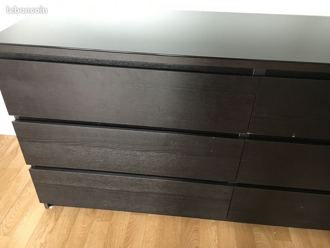 Commode noir MALM+ plateau en verre (image 2)
