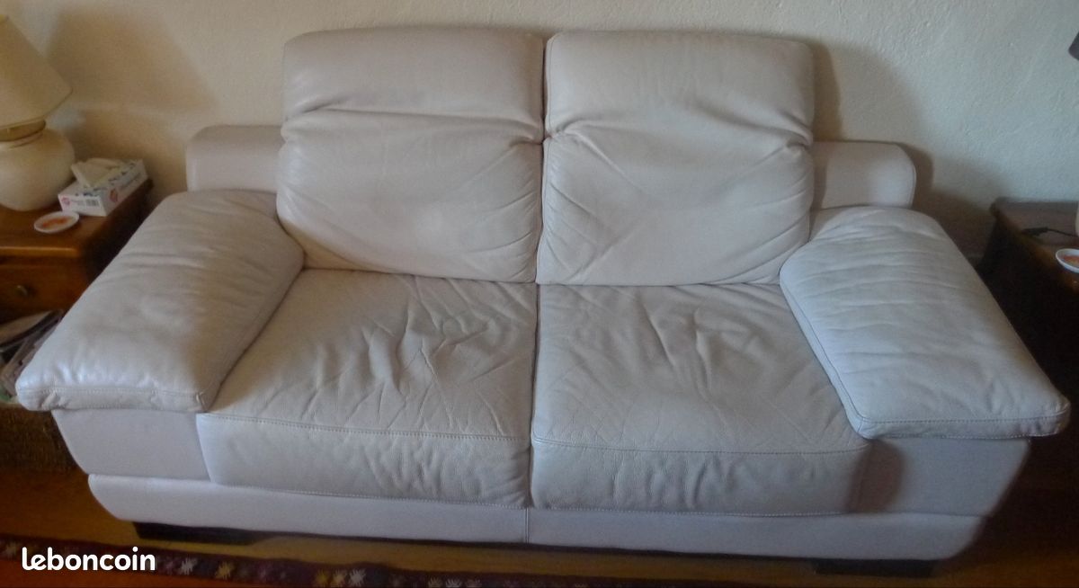 Canapé cuir blanc (image 3)
