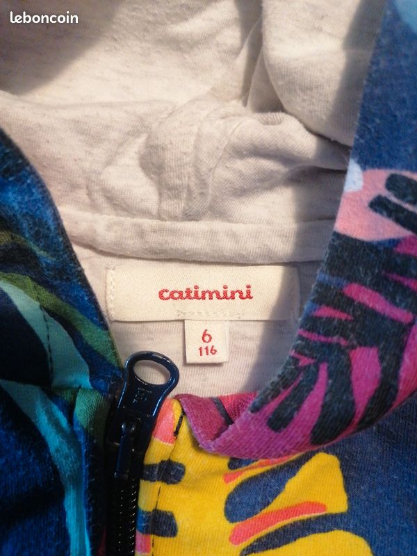 Sweat à capuche zippé CATIMINI 6 ans (image 2)